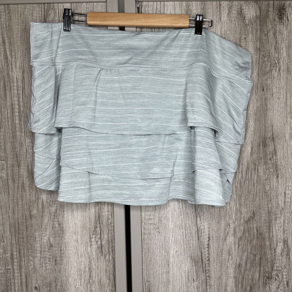 Athleta Skort Mini Layered Skirt Bike Shorts Gray White Tennis Pickleball Sz 2x